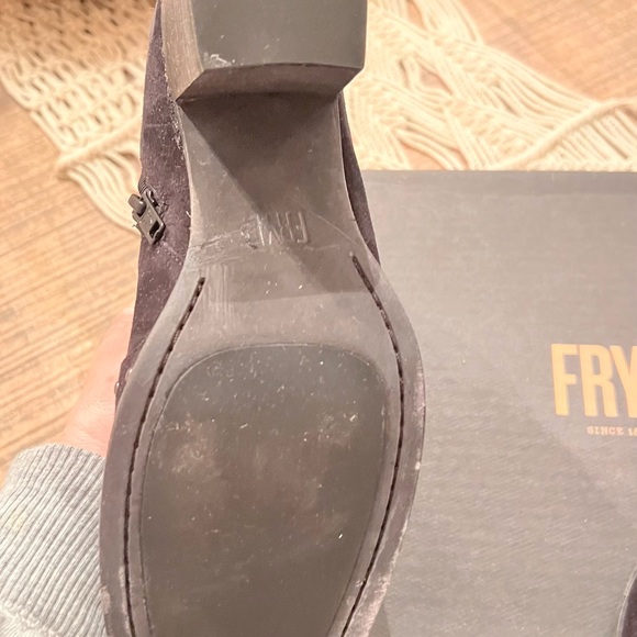 Frye Nora Stud Zip Short Boot Black Suede. Worn once. Box included! - Picture 5 of 8